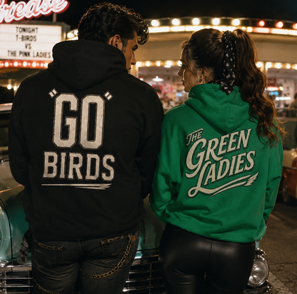 Greased Flightning Couples Eagles Hoodie Set – Go Birds & Green Ladies