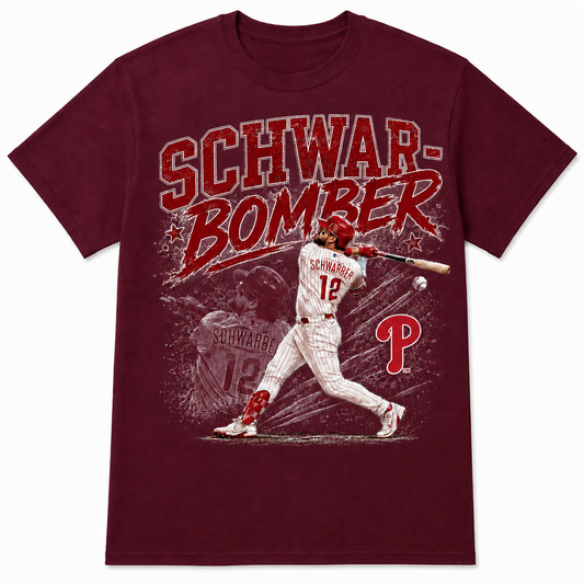 Kyle Schwarber Schwar-Bomber Men’s Maroon Philadelphia Phillies T-Shirt