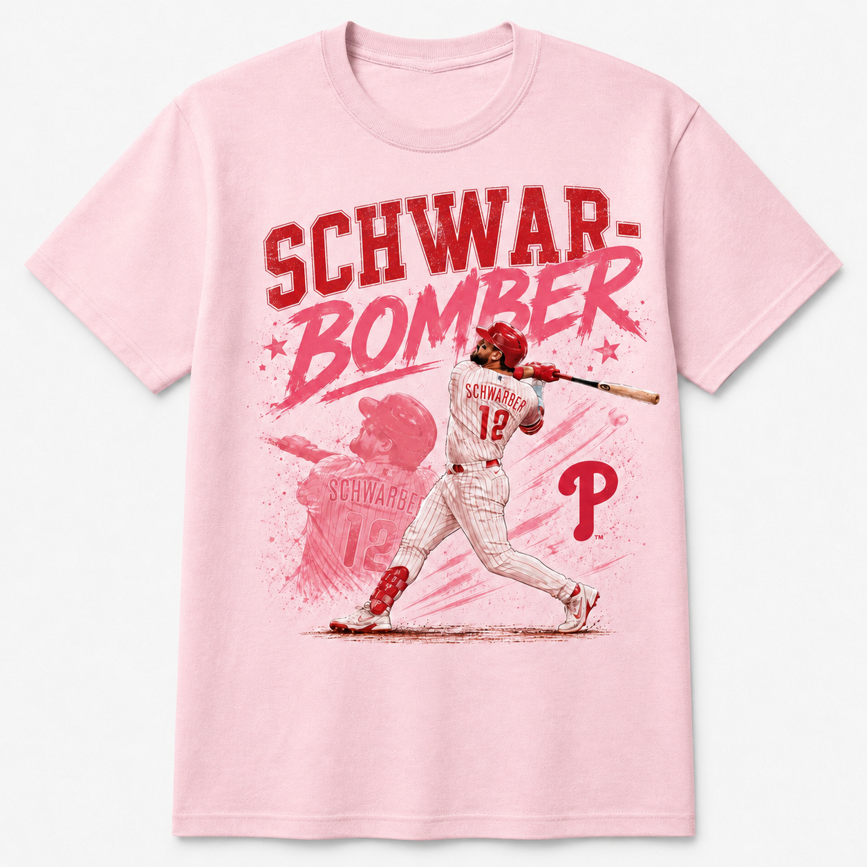 Kyle Schwarber Schwar-Bomber Women’s Light Pink Philadelphia Phillies T-Shirt