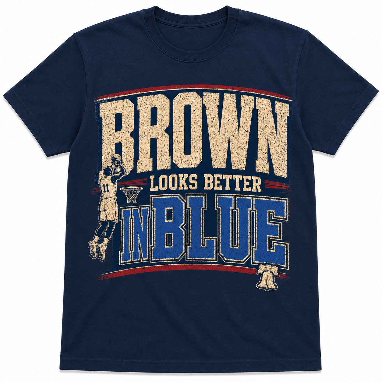 Jalen Brown Brown Looks Better in Blue Shirt | Philadelphia Basketball Fan Tee | Vintage Game Day T-Shirt