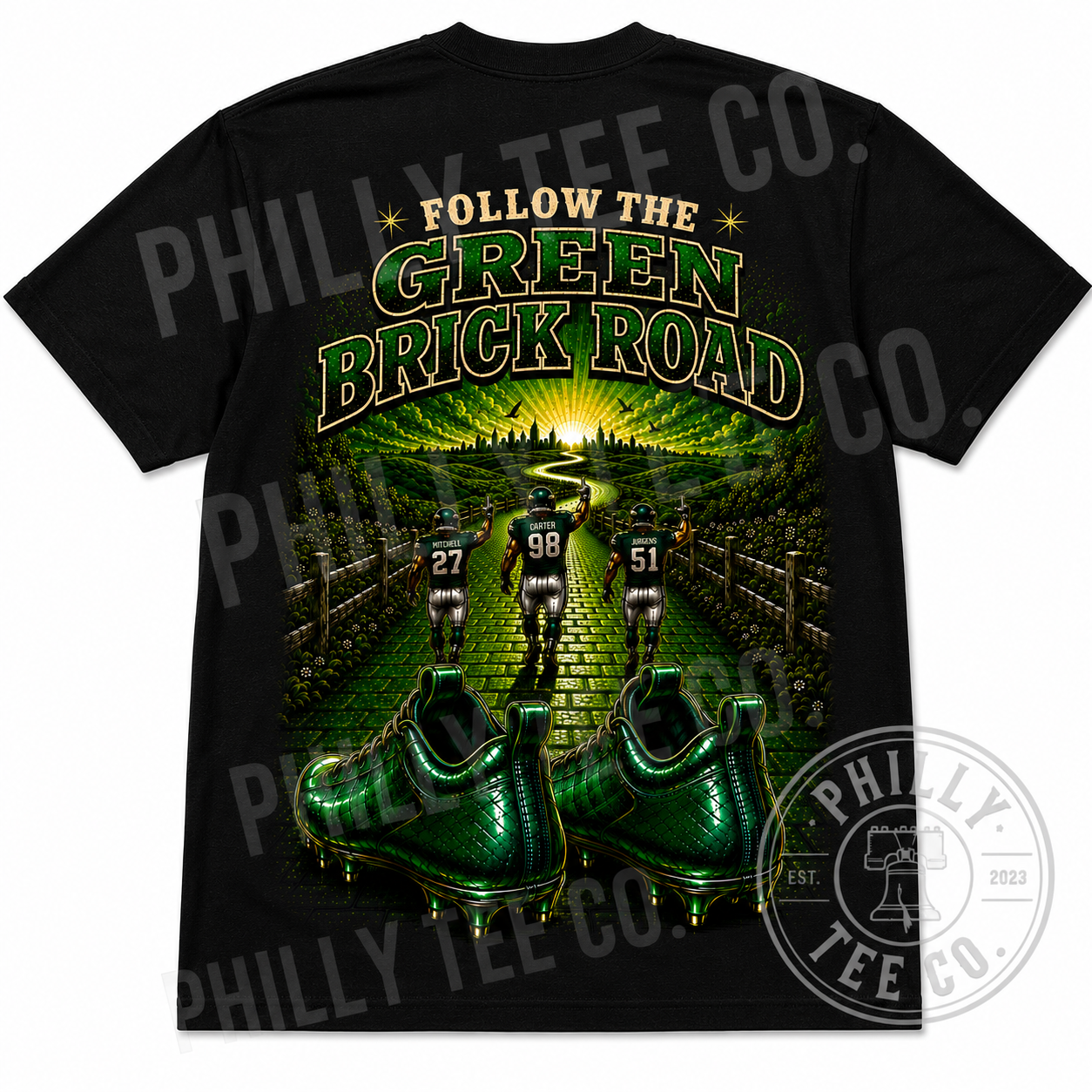 LIMITED RUN: There’s No Place Like Philly™ | Green Brick Road Eagles-Inspired Double-Sided T-Shirt | Philly Tee Co