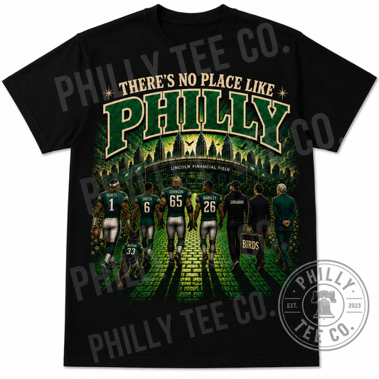 LIMITED RUN: There’s No Place Like Philly™ | Green Brick Road Eagles-Inspired Double-Sided T-Shirt | Philly Tee Co