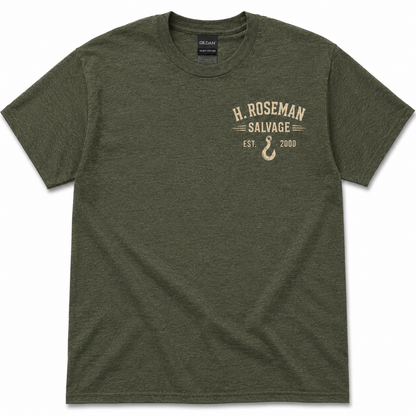 H. Roseman Salvage Vintage Football T-Shirt | Heather Military Green | Philly Tee Co.