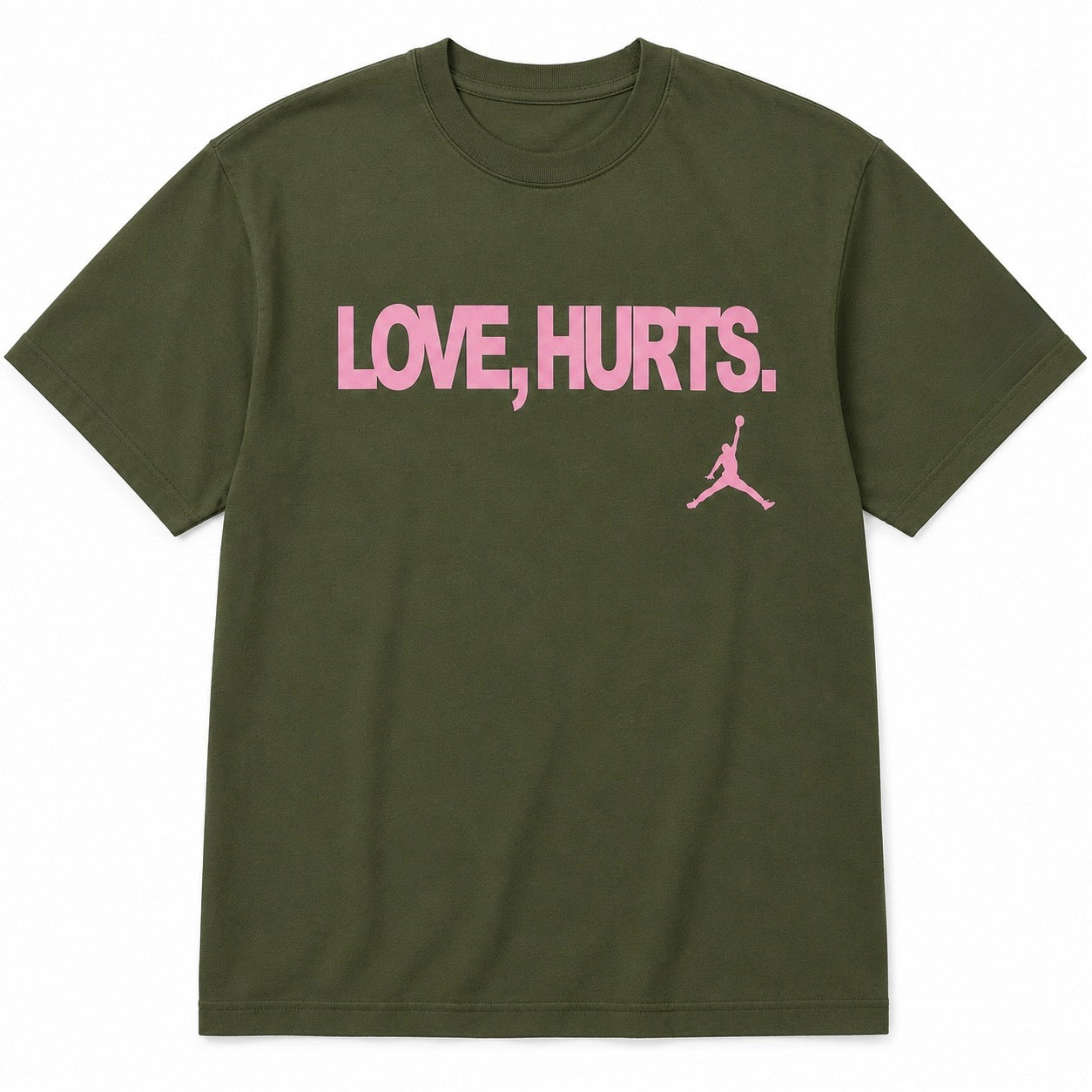 Military Green Bubblegum Pink Love Hurts Tee