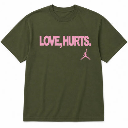Military Green Bubblegum Pink Love Hurts Tee