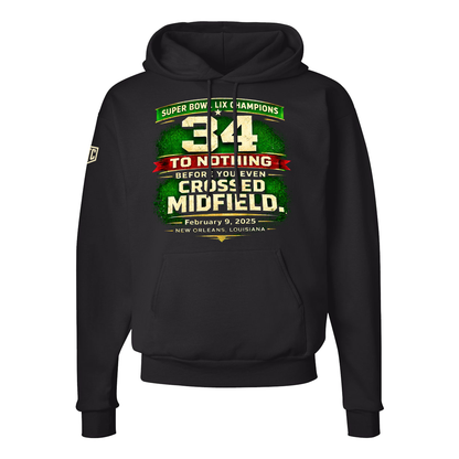 Super Bowl LIX Champions Hoodie – 34 to Nothing Kelly Green Vintage Football Graphic – Philly Streetwear