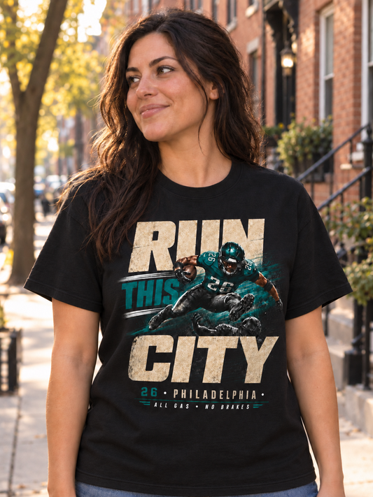 Saquon Barkley Run This City T-Shirt – Philadelphia Eagles Football Tee