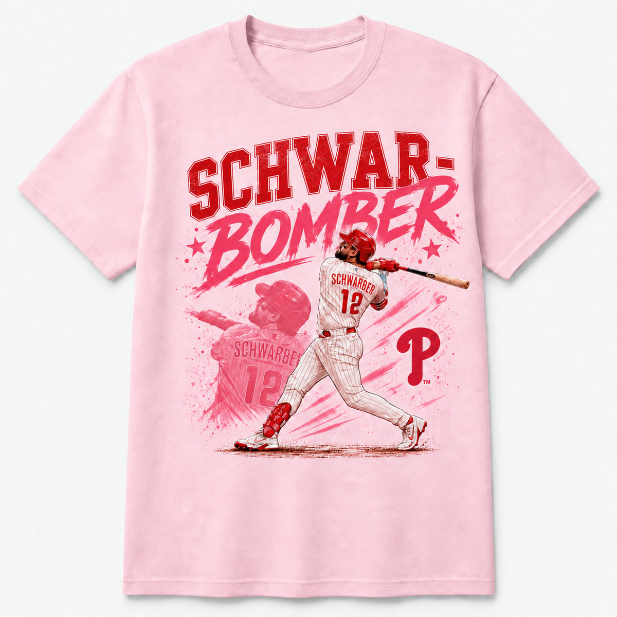 Kyle Schwarber Schwar-Bomber Women’s Light Pink Philadelphia Phillies T-Shirt