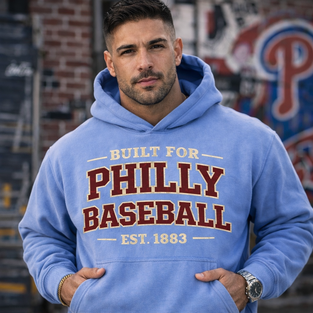 Philadelphia Phillies Powder Blue Hoodie – Retro Phillies Baseball Hoodie | Vintage Philly Baseball Sweatshirt