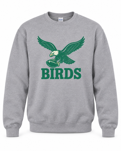 BIRDS Vintage Crewneck Sweatshirt – Philly Football Fan Sweater (Kelly Green Graphic)