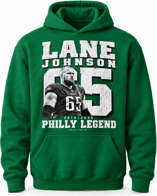 Lane Johnson Tribute Hoodie – Philly Legend 65 – Kelly Green