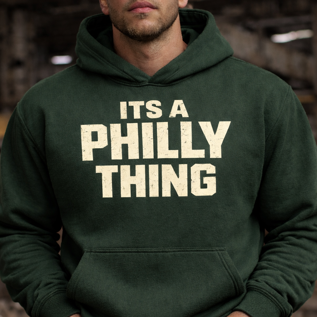 Original It’s a Philly Thing Hoodie in forest green by Philly Tee Co