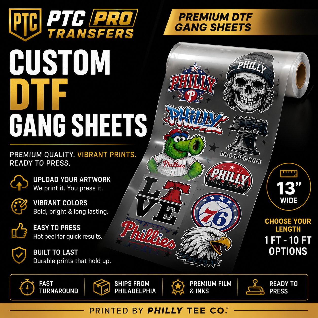 Custom DTF Gang Sheets - 13” Wide Premium Ready-To-Press Transfers