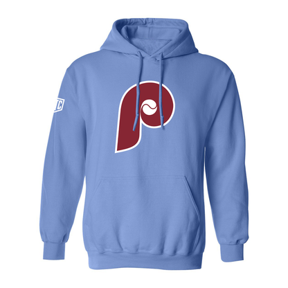 Philadelphia Phillies Vintage P Hoodie – 1970s Retro Logo Baseball Sweatshirt – Classic Powder Blue Philly Baseball Pullover for Fans